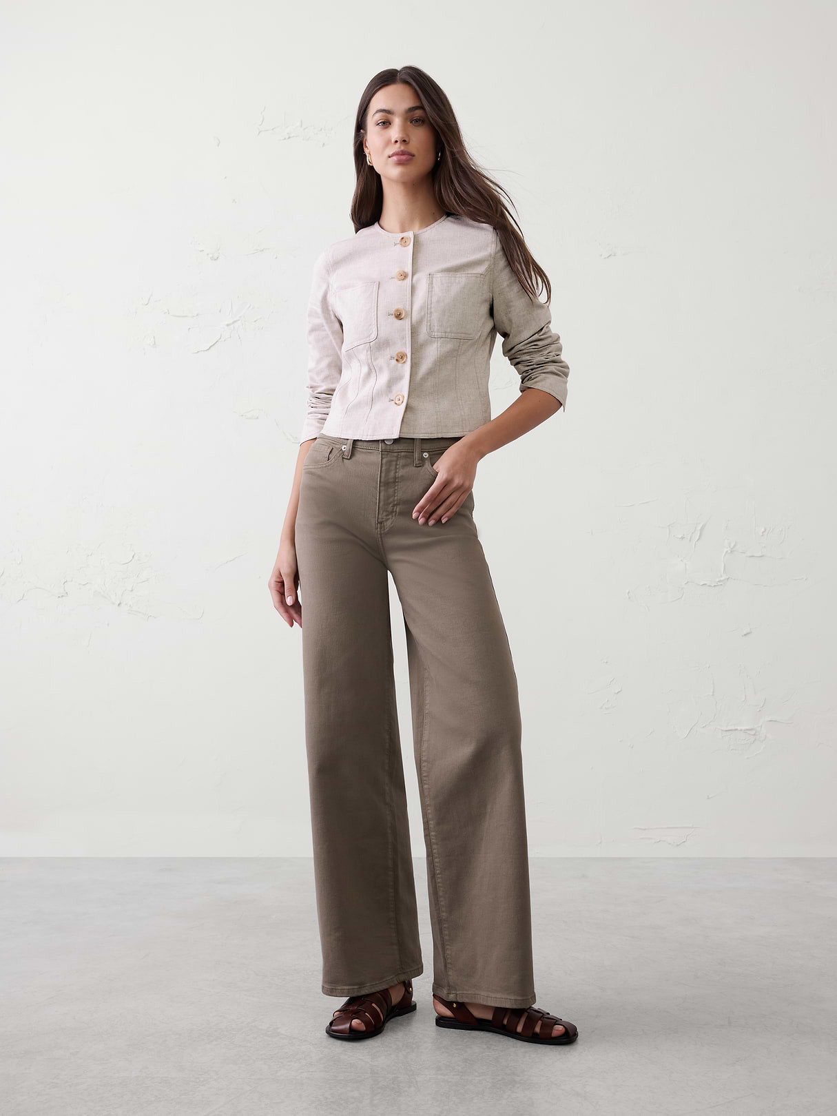 linen blend tailored cropped jacket linen blend tailored cropped jacket