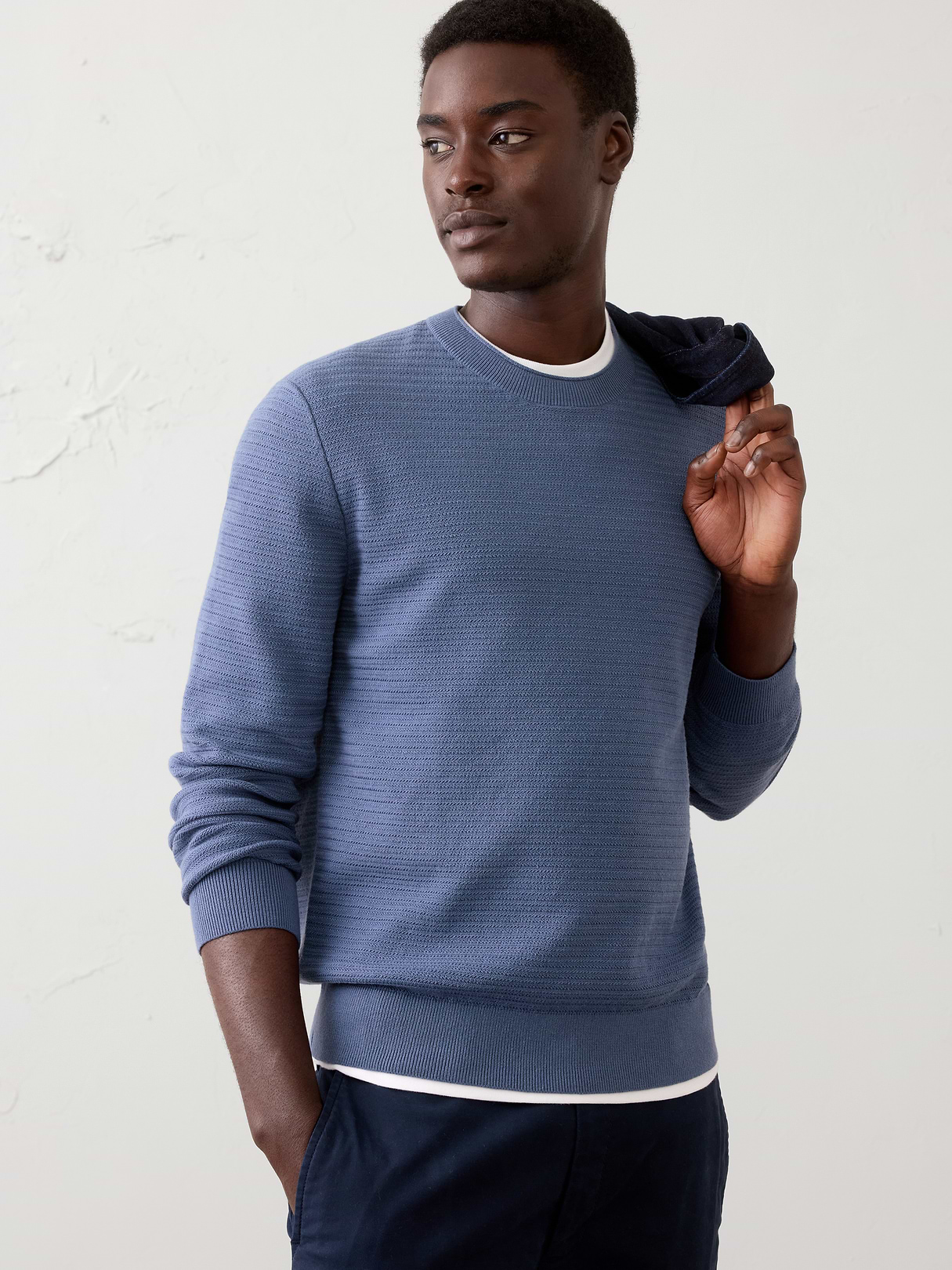 textured crew neck sweater textured crew neck sweater
