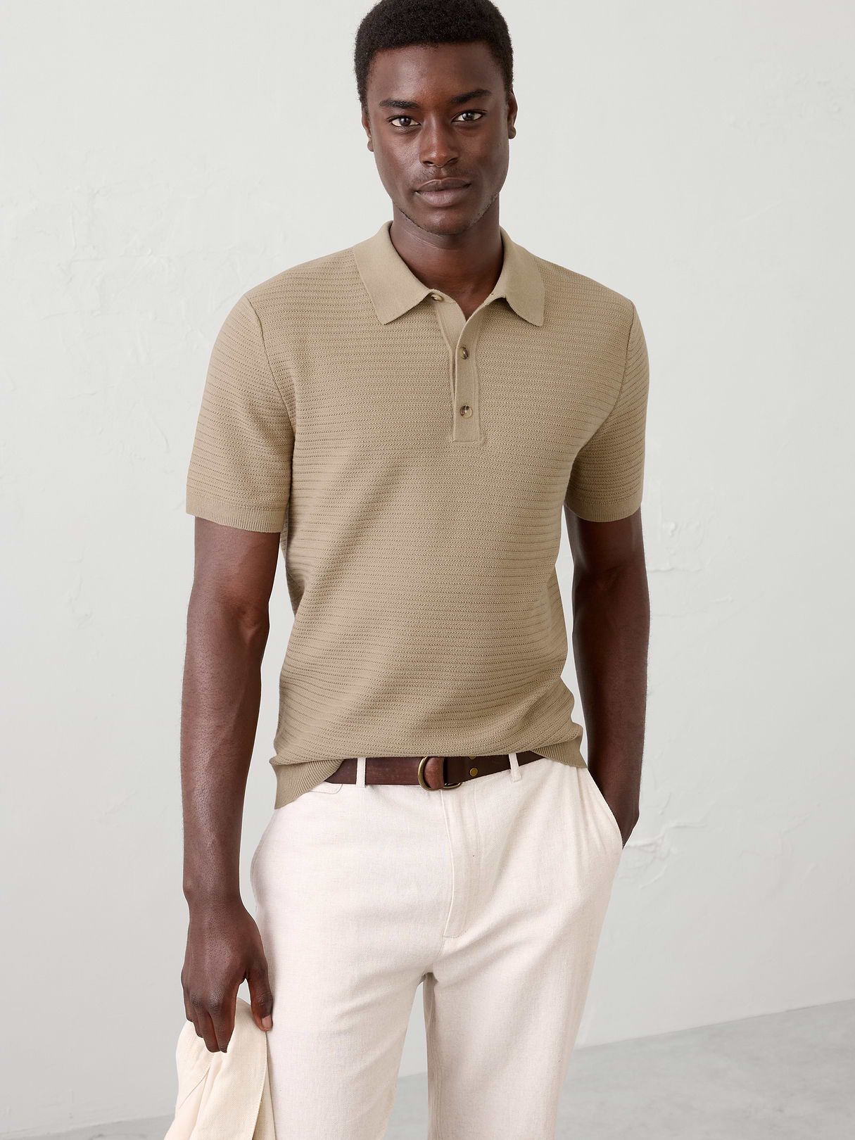 refined textured sweater polo refined textured sweater polo