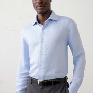 Home slim fit linen blend dress shirt