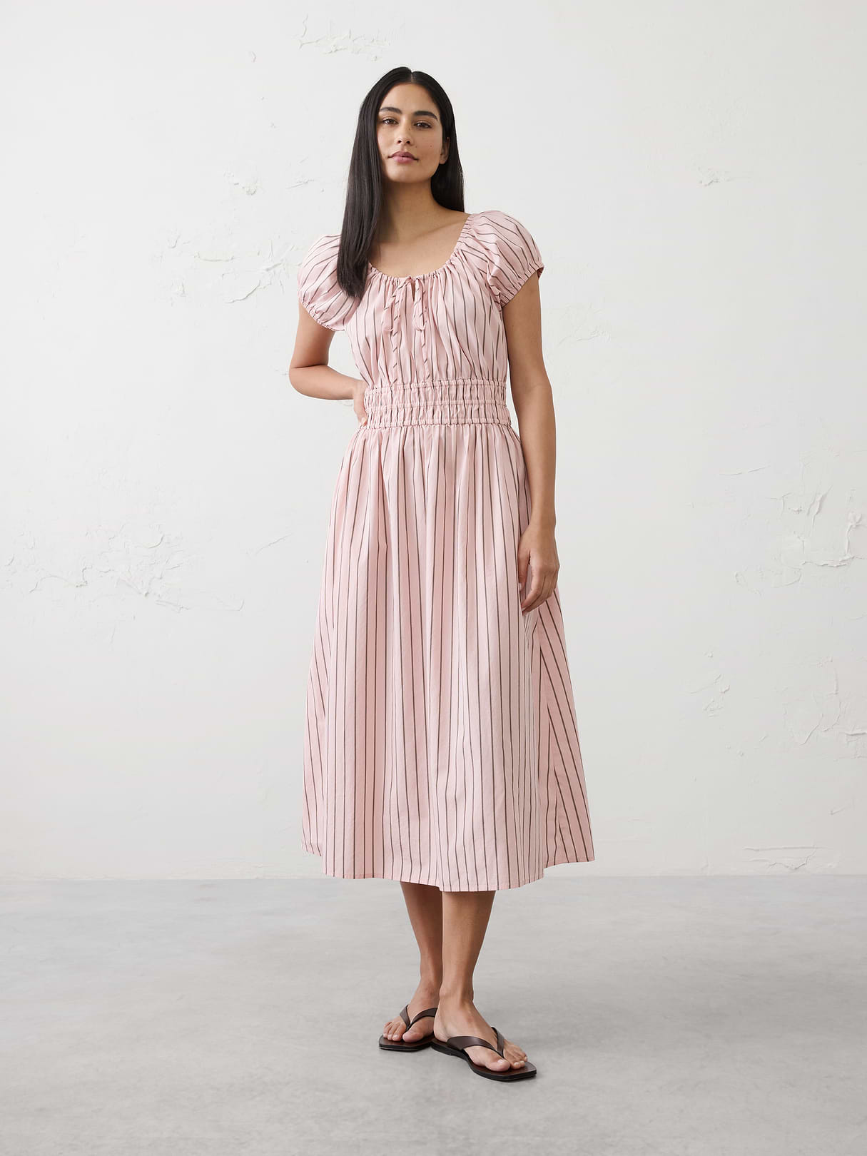poplin gathered neck midi dress poplin gathered neck midi dress