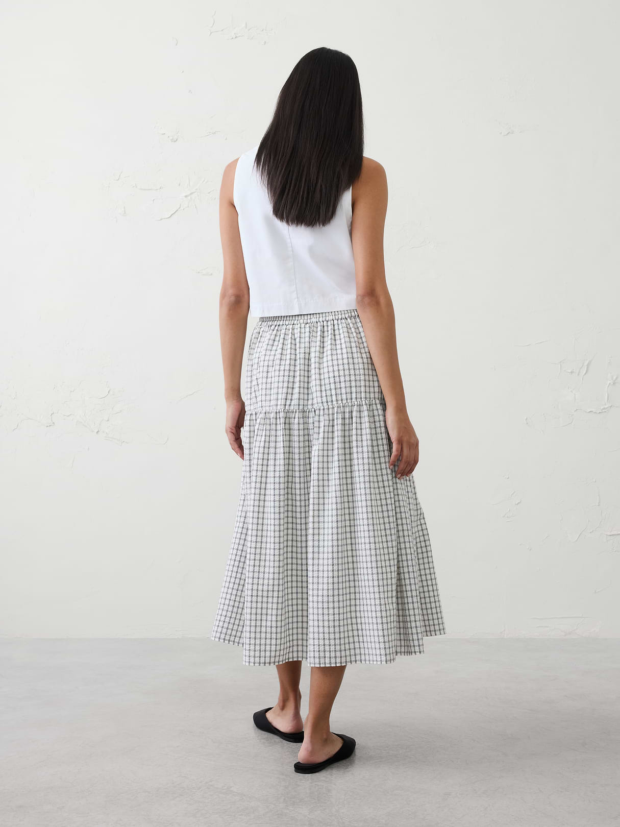 seersucker tiered midi skirt seersucker tiered midi skirt