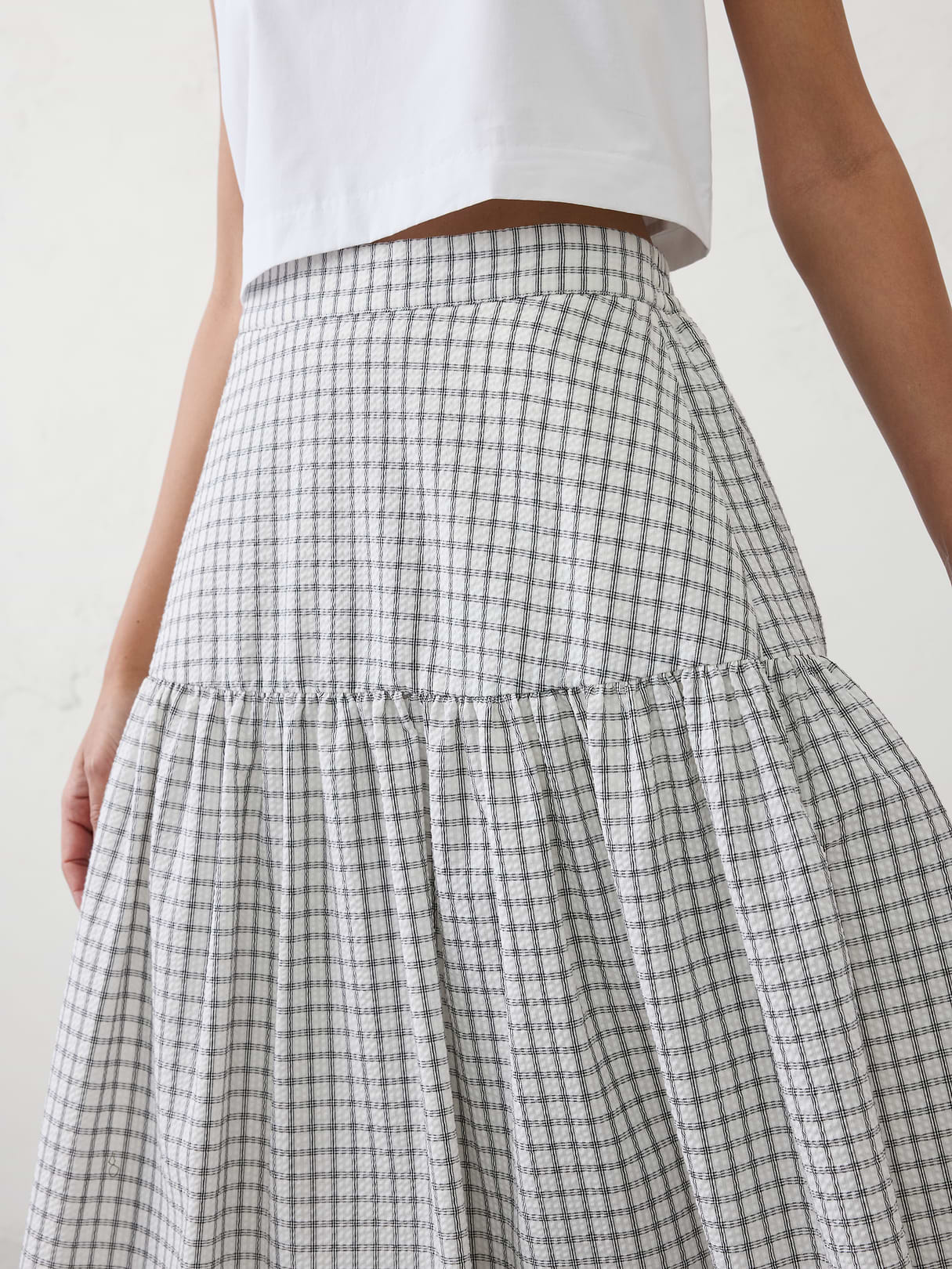 seersucker tiered midi skirt seersucker tiered midi skirt
