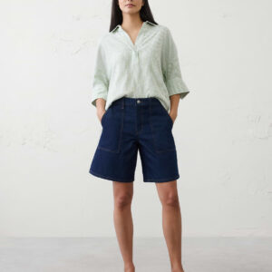 mid rise denim bermuda short