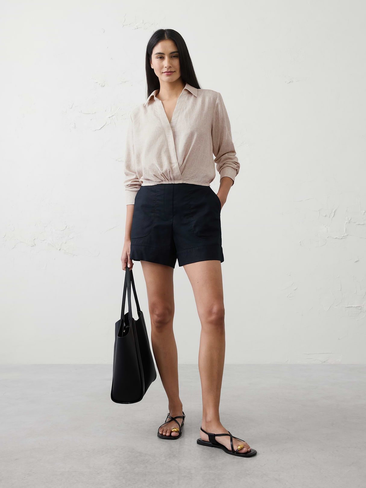linen blend surplice short top linen blend surplice short top