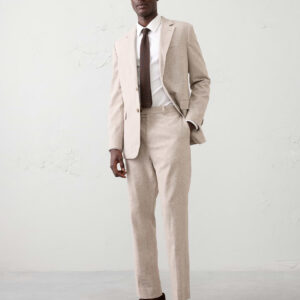 Home linen blend glen plaid suit trouser
