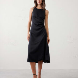 racer side shirred midi dress