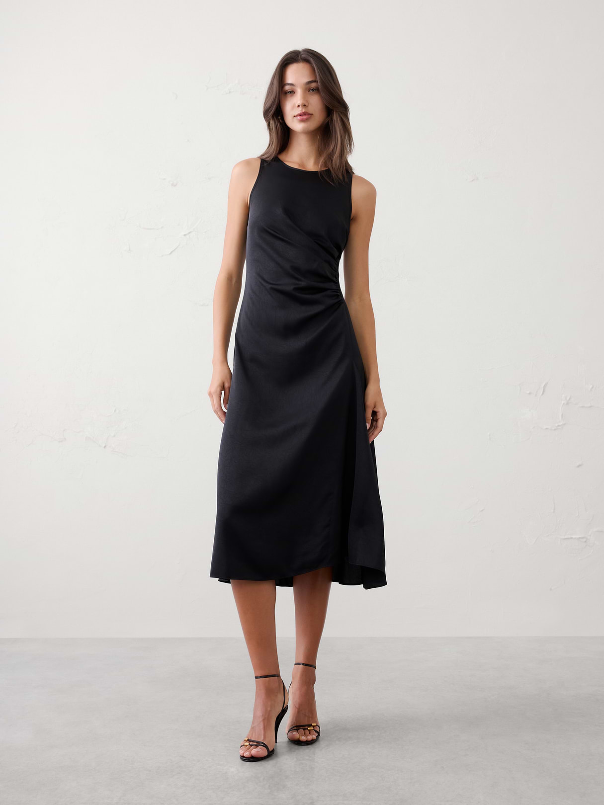 racer side shirred midi dress racer side shirred midi dress
