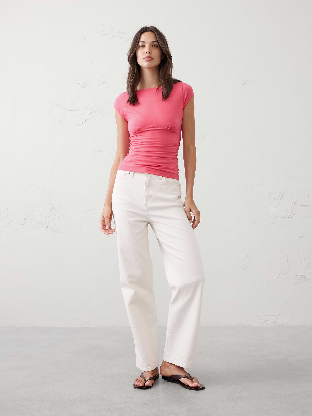 soft stretch cap sleeve ruched top soft stretch cap sleeve ruched top