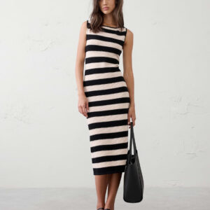 textured striped midi sweater dress