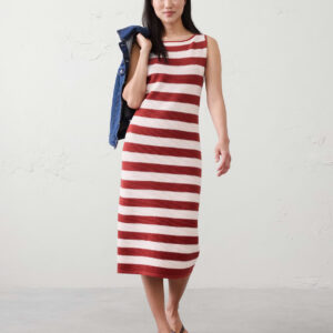 textured striped midi sweater dress
