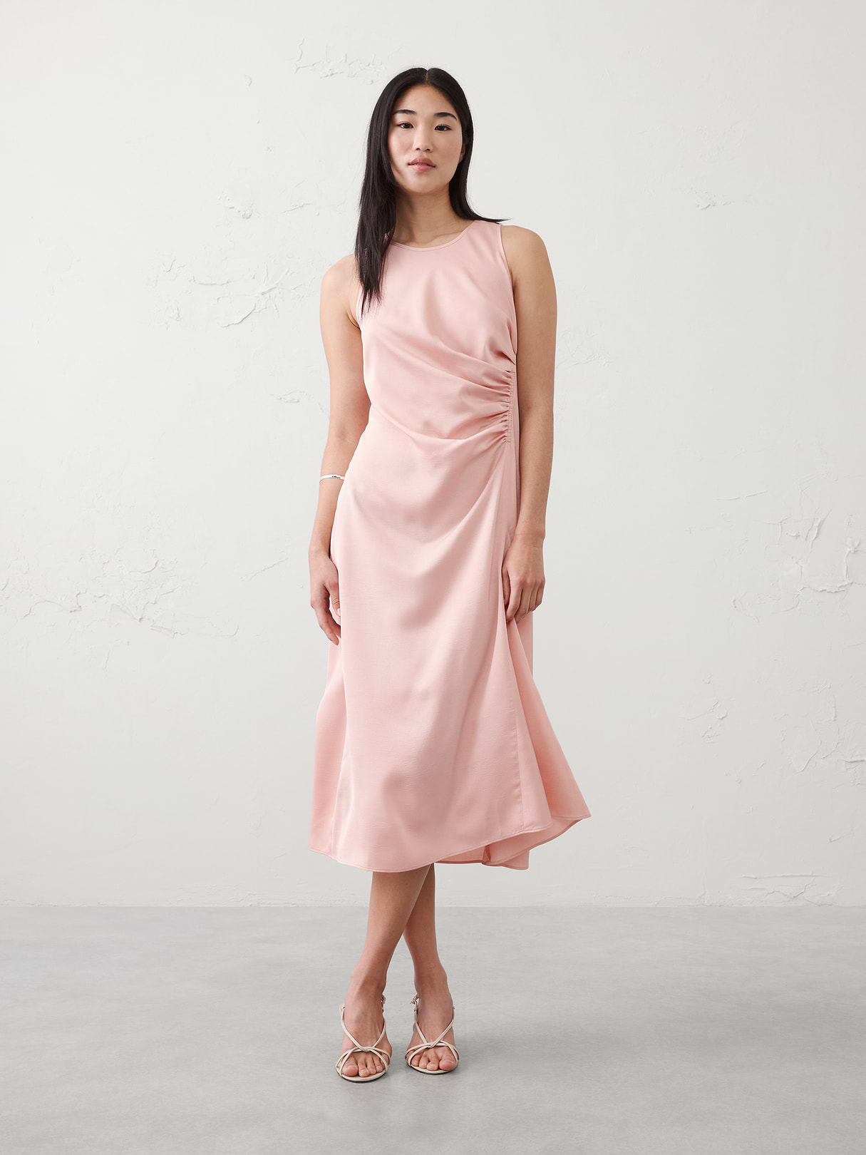 racer side shirred midi dress racer side shirred midi dress