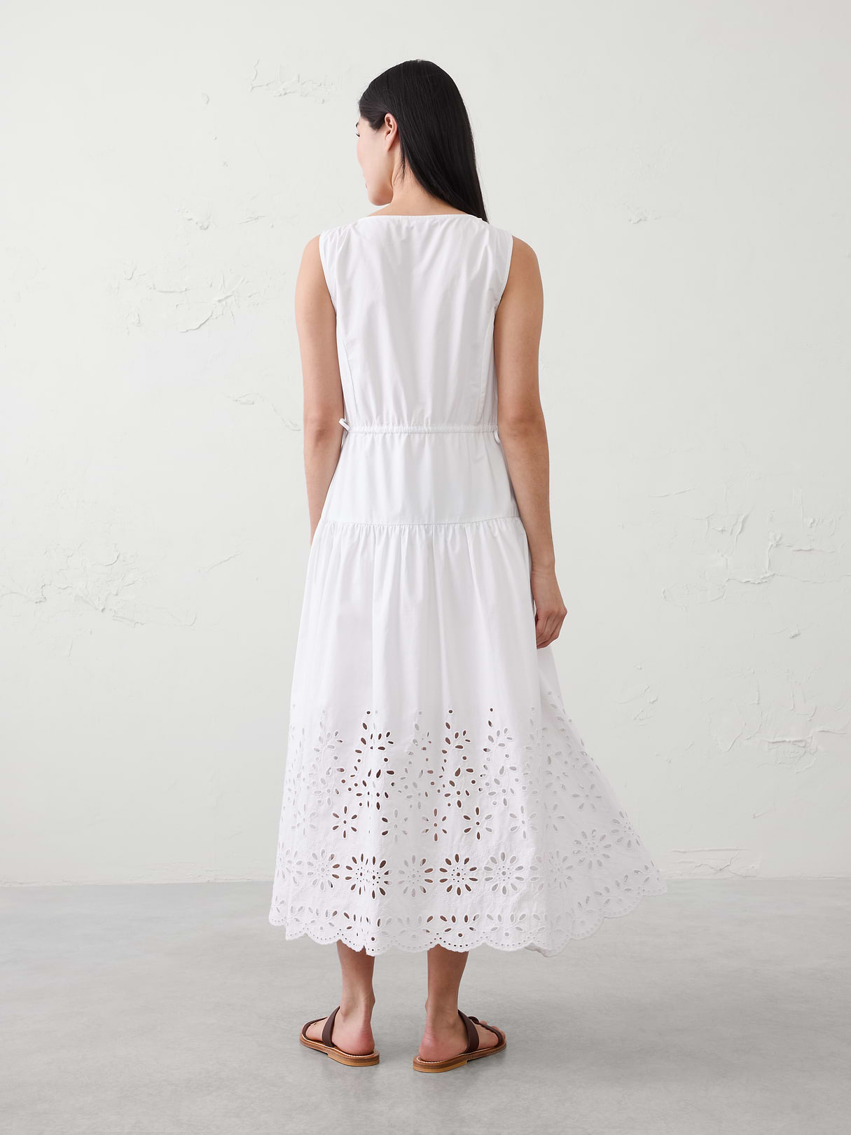 poplin eyelet hem midi dress poplin eyelet hem midi dress