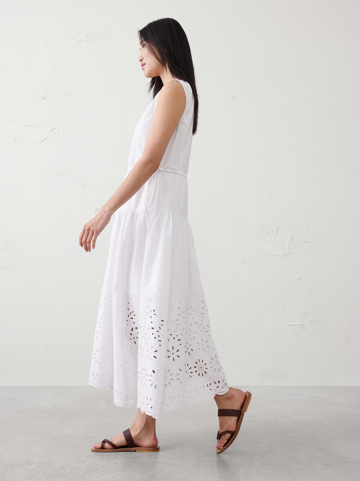 poplin eyelet hem midi dress poplin eyelet hem midi dress