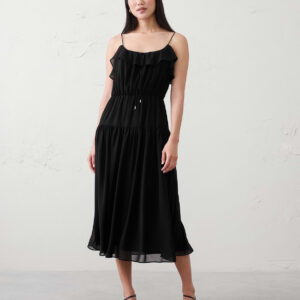 chiffon ruffle midi dress