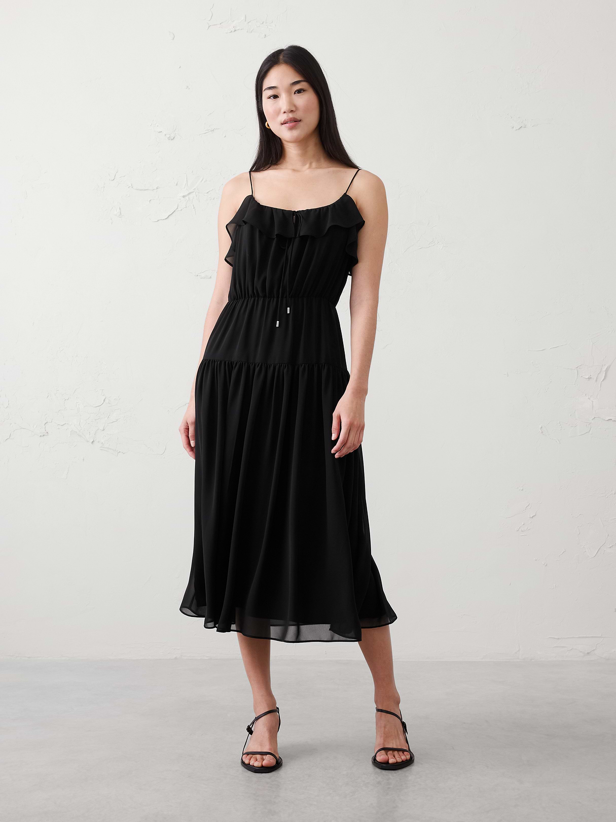 chiffon ruffle midi dress chiffon ruffle midi dress