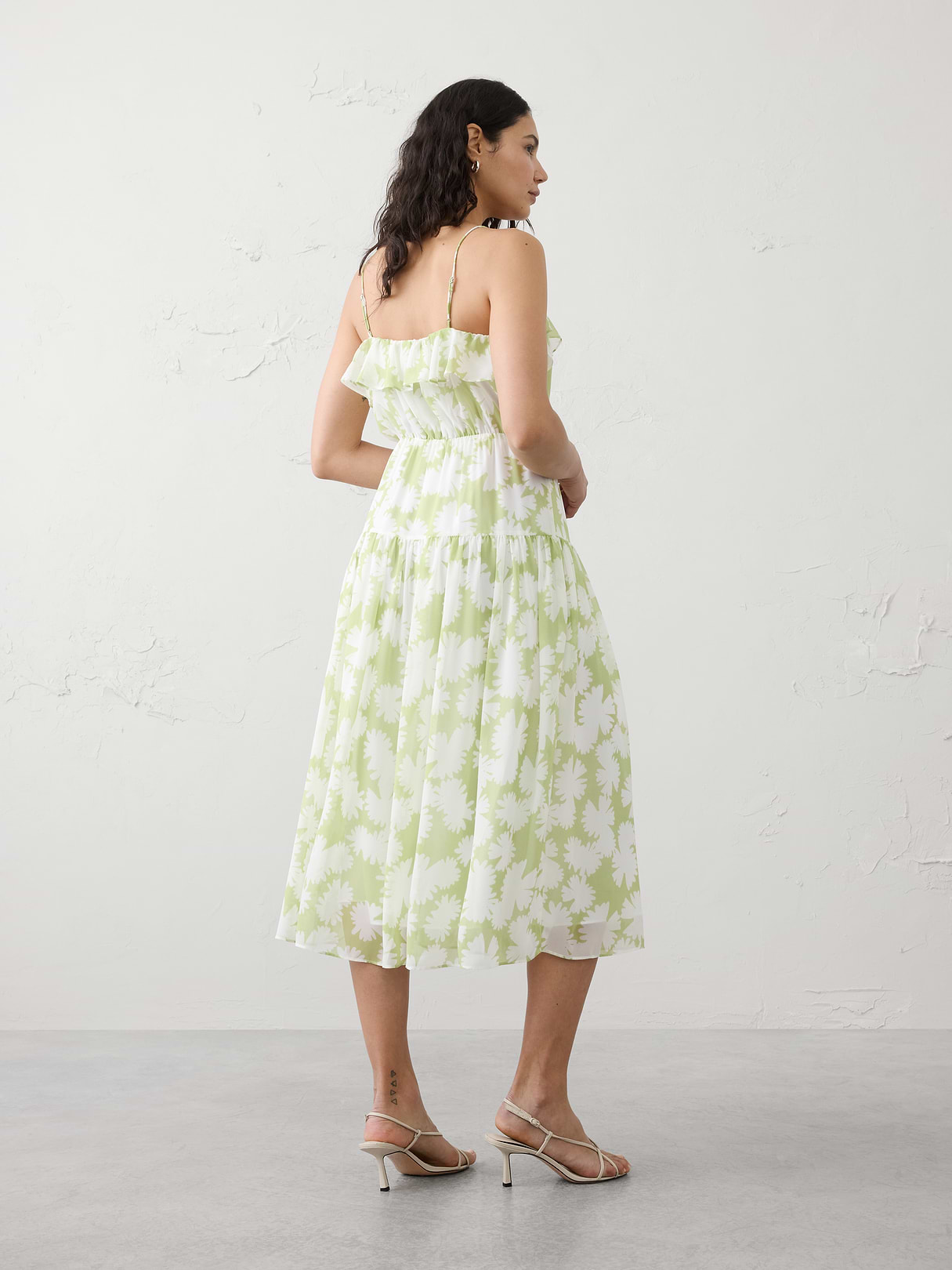 chiffon ruffle midi dress chiffon ruffle midi dress
