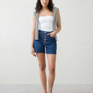 high rise denim short