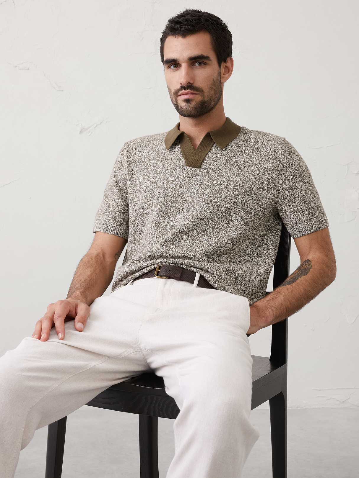 johnny collar marled sweater polo johnny collar marled sweater polo