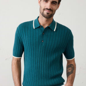 wide ribbed sweater polo