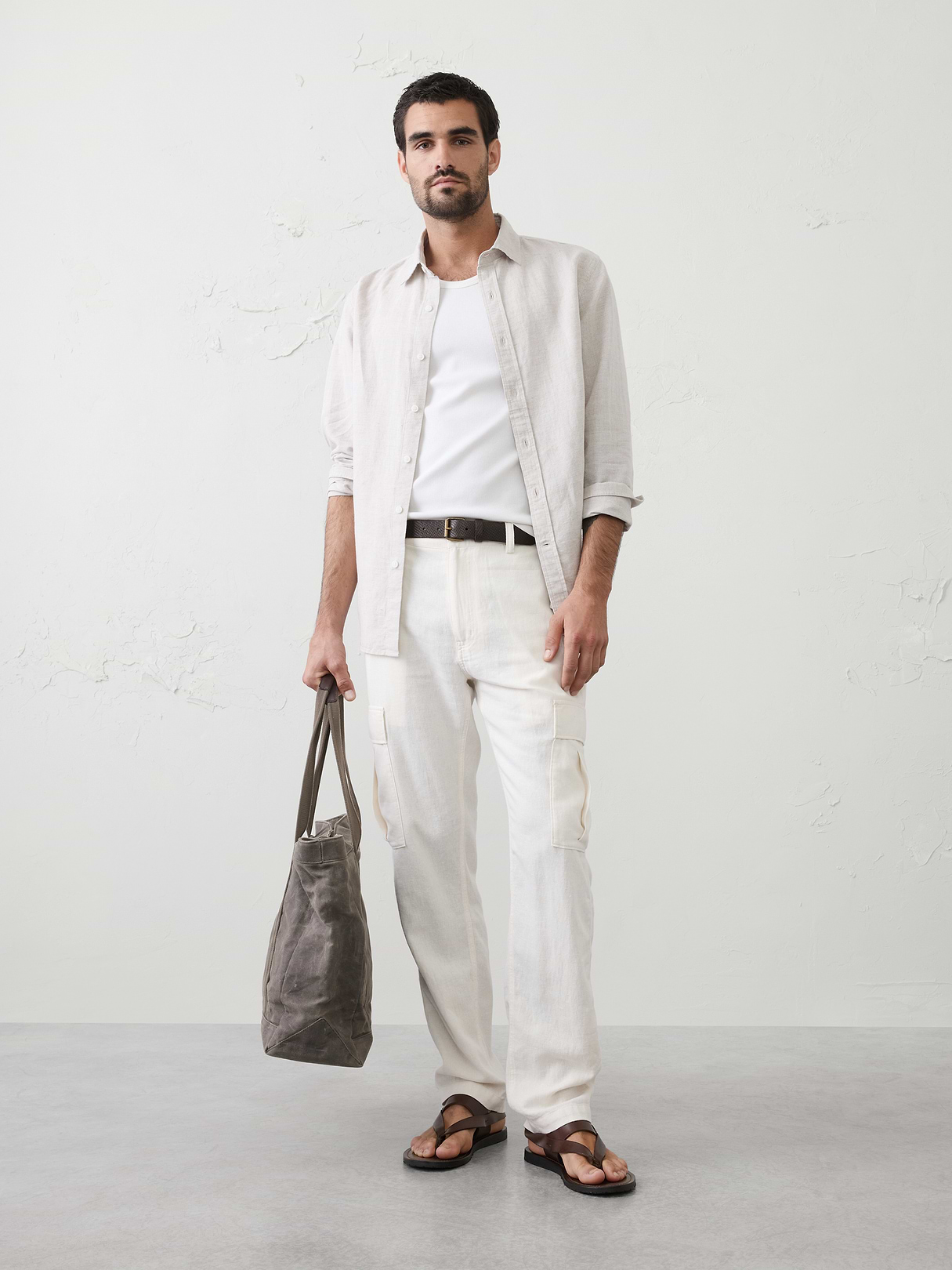 slim straight linen blend cargos slim straight linen blend cargos