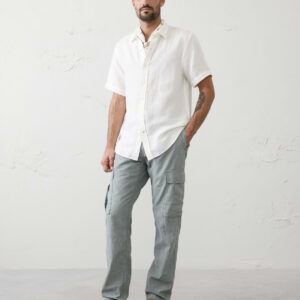 Home slim straight linen blend cargos