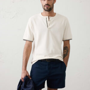 Home standard fit textured tipped henley