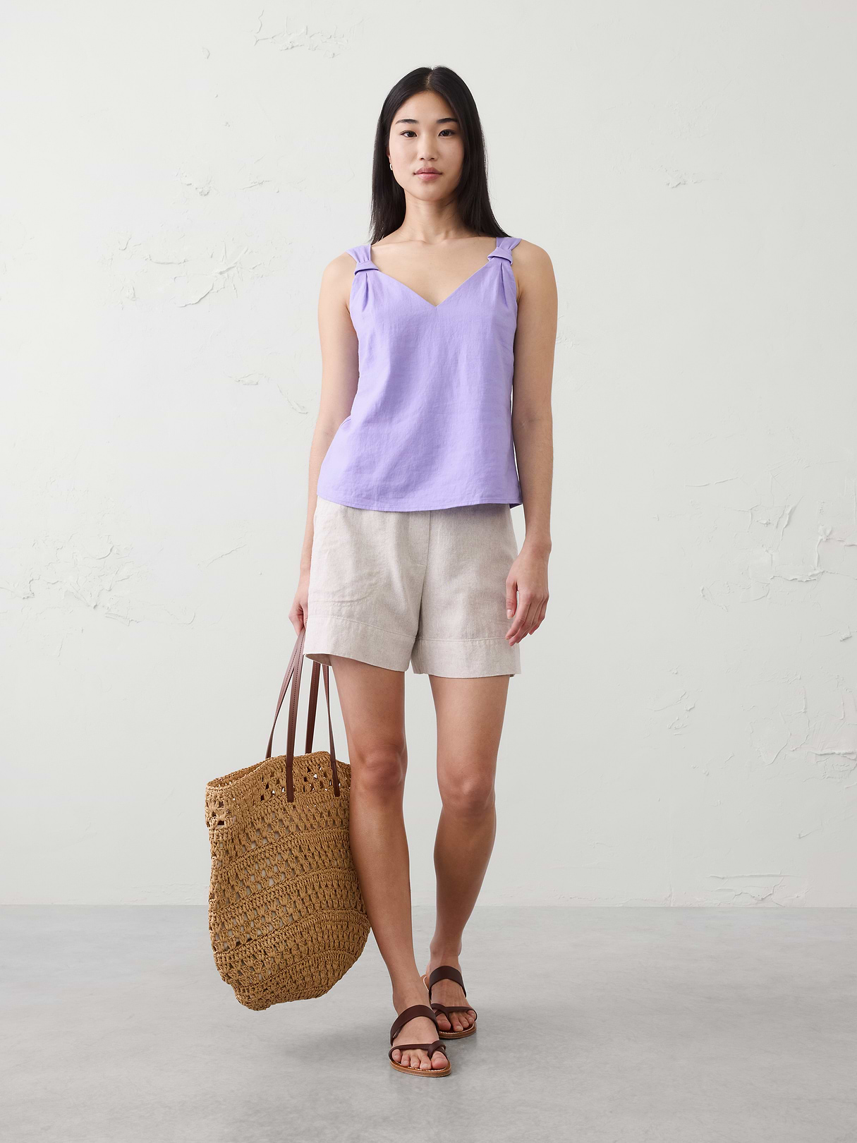 linen blend knotted top linen blend knotted top
