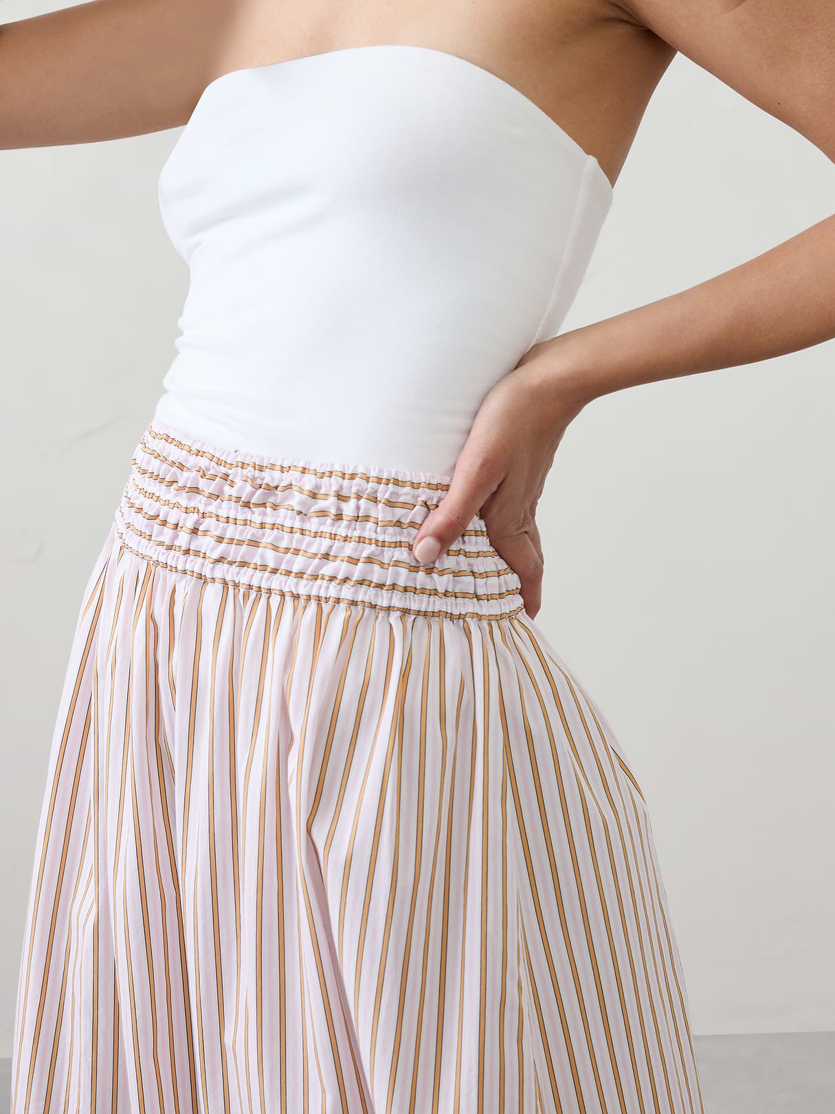 poplin smocked waist midi skirt poplin smocked waist midi skirt