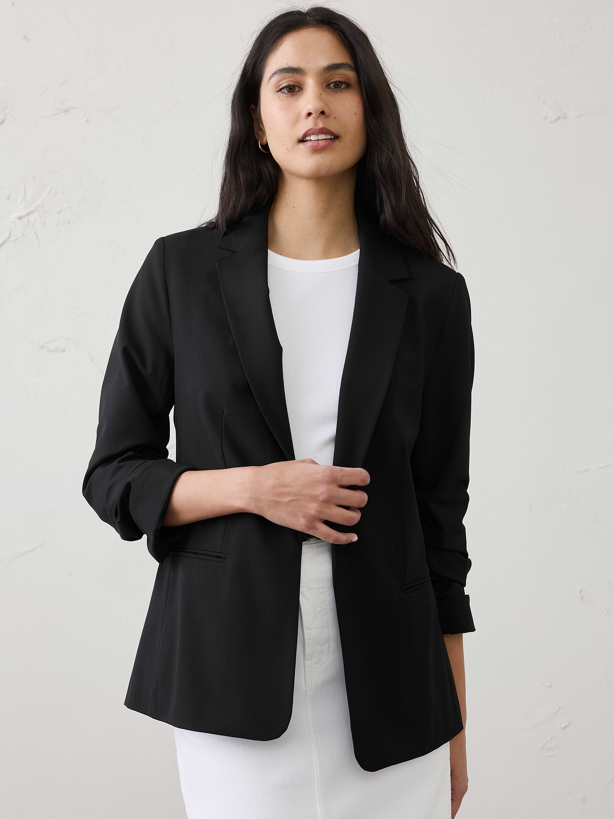 sculpted stretch ruched sleeve blazer sculpted stretch ruched sleeve blazer