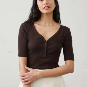 Витрина ribbed elbow sleeve henley t shirt