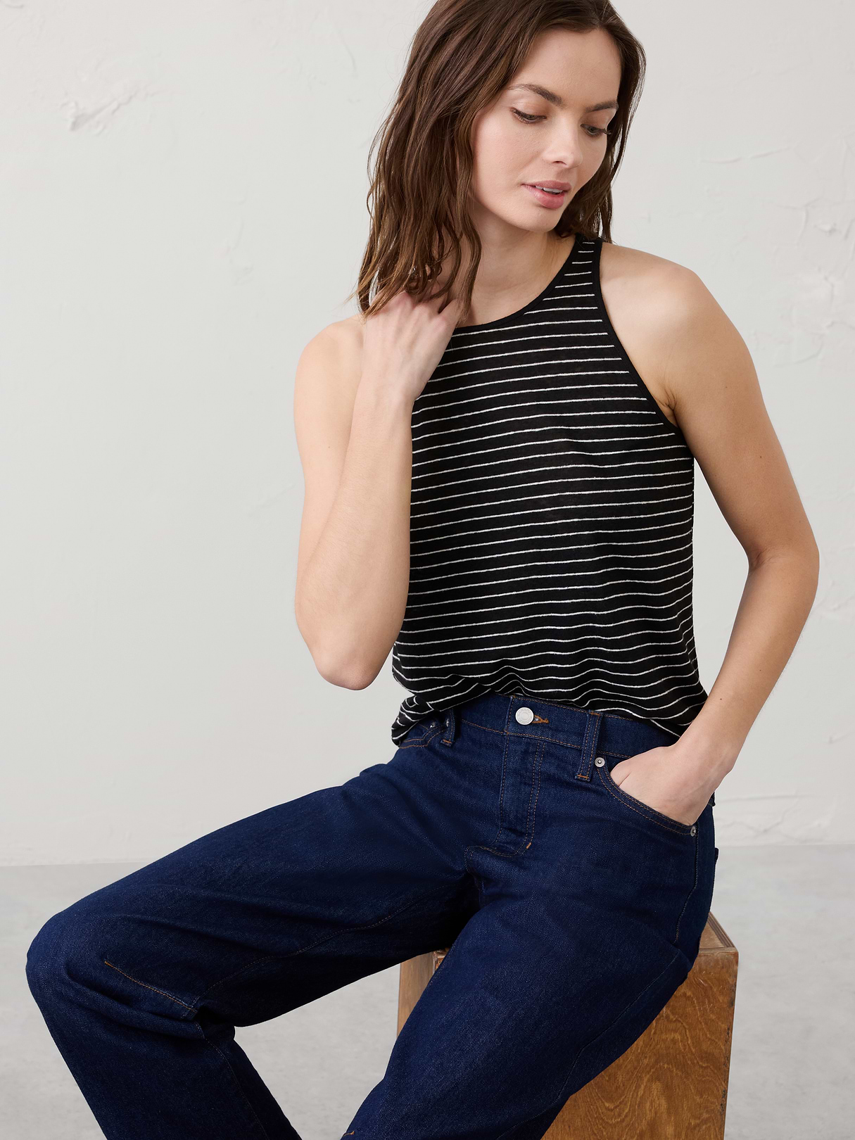 linen blend racer back tank linen blend racer back tank