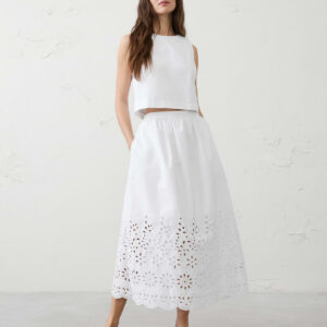 eyelet midi skirt