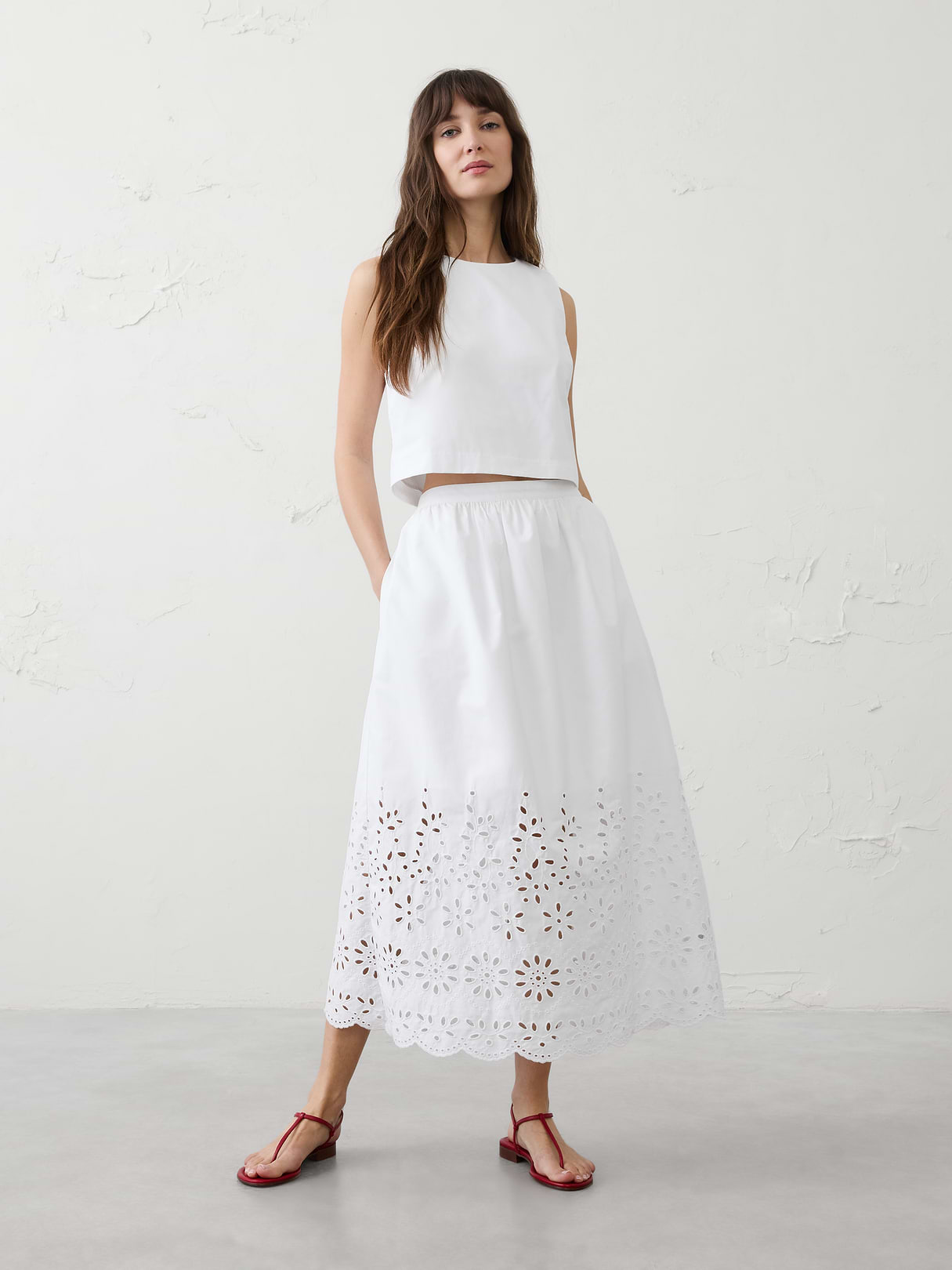 eyelet midi skirt eyelet midi skirt