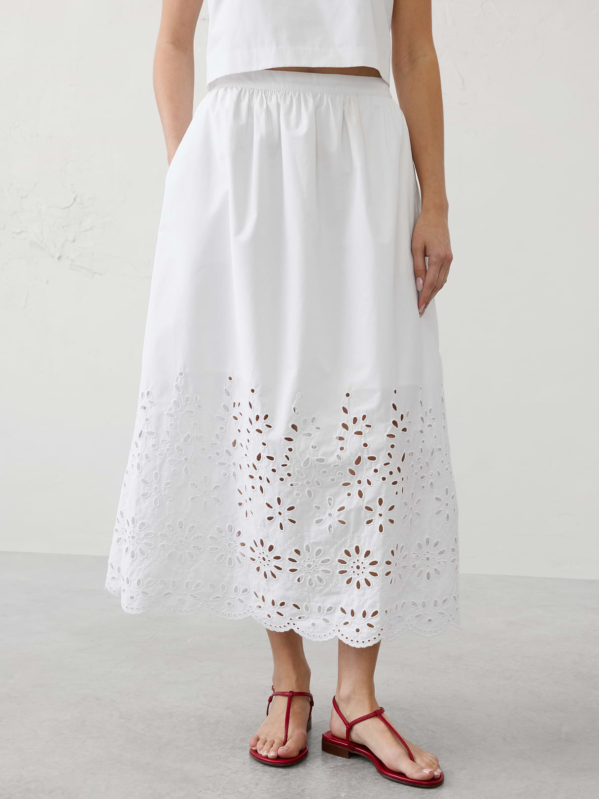 eyelet midi skirt eyelet midi skirt