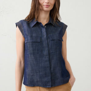 Витрина denim trapunto cap sleeve shirt