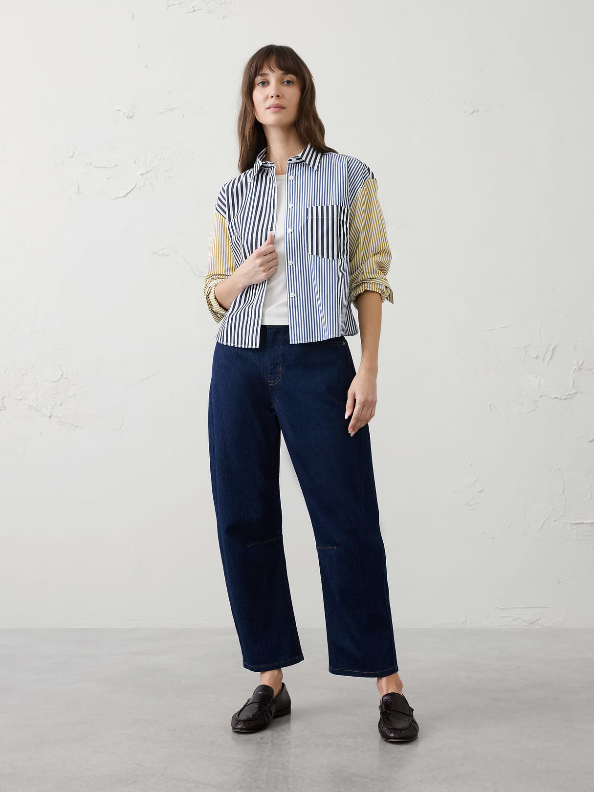 mixed stripes cropped shirt mixed stripes cropped shirt