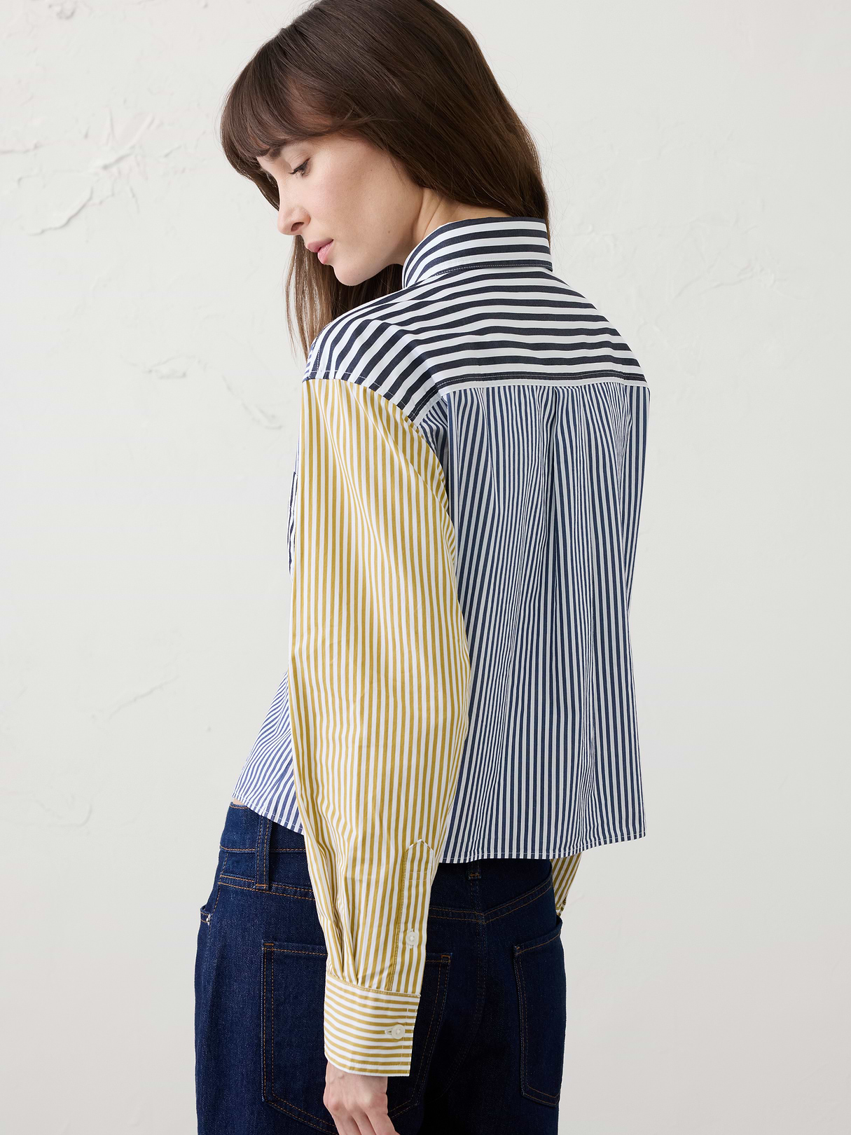 mixed stripes cropped shirt mixed stripes cropped shirt