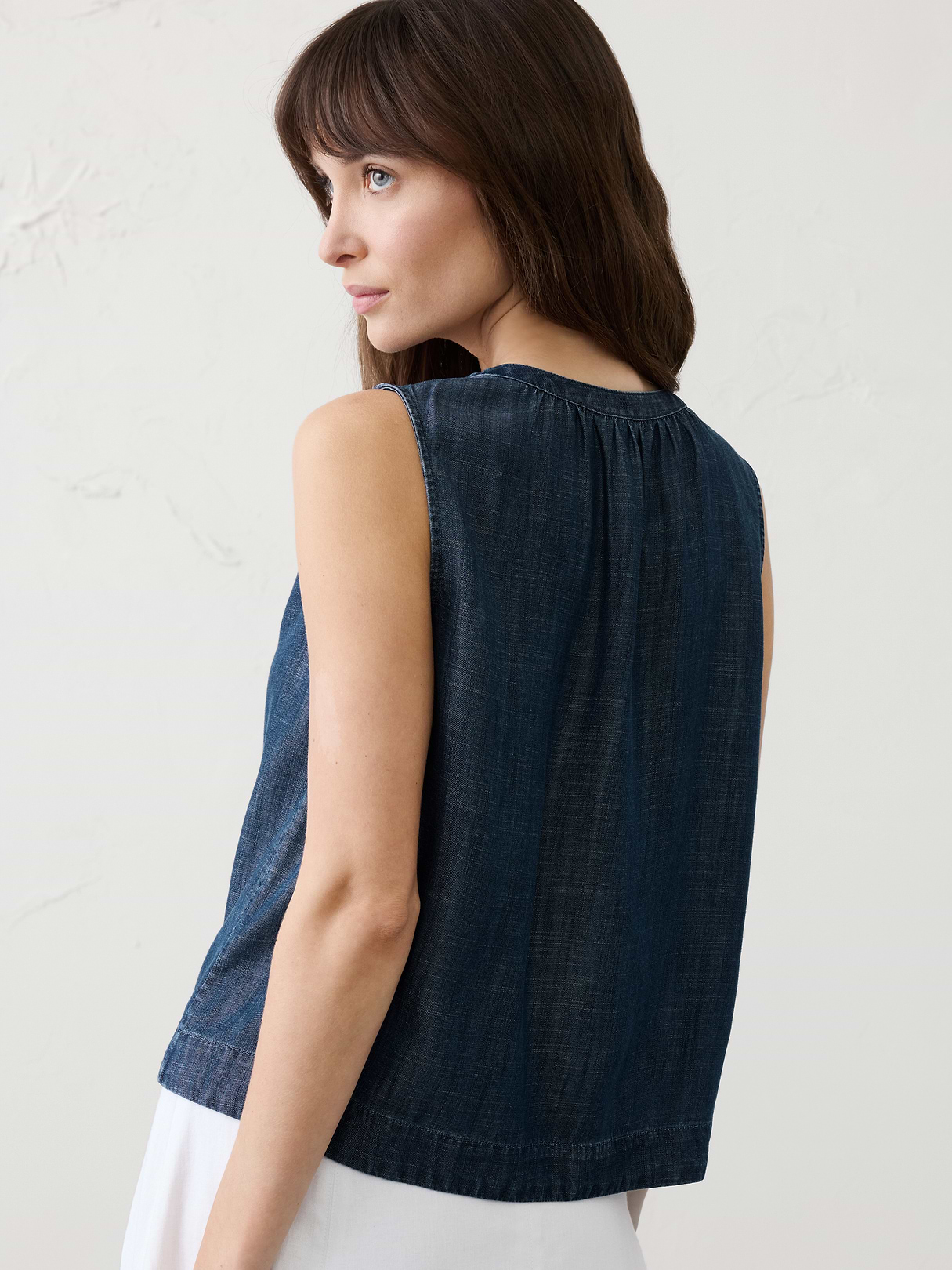 chambray shirred shirt chambray shirred shirt
