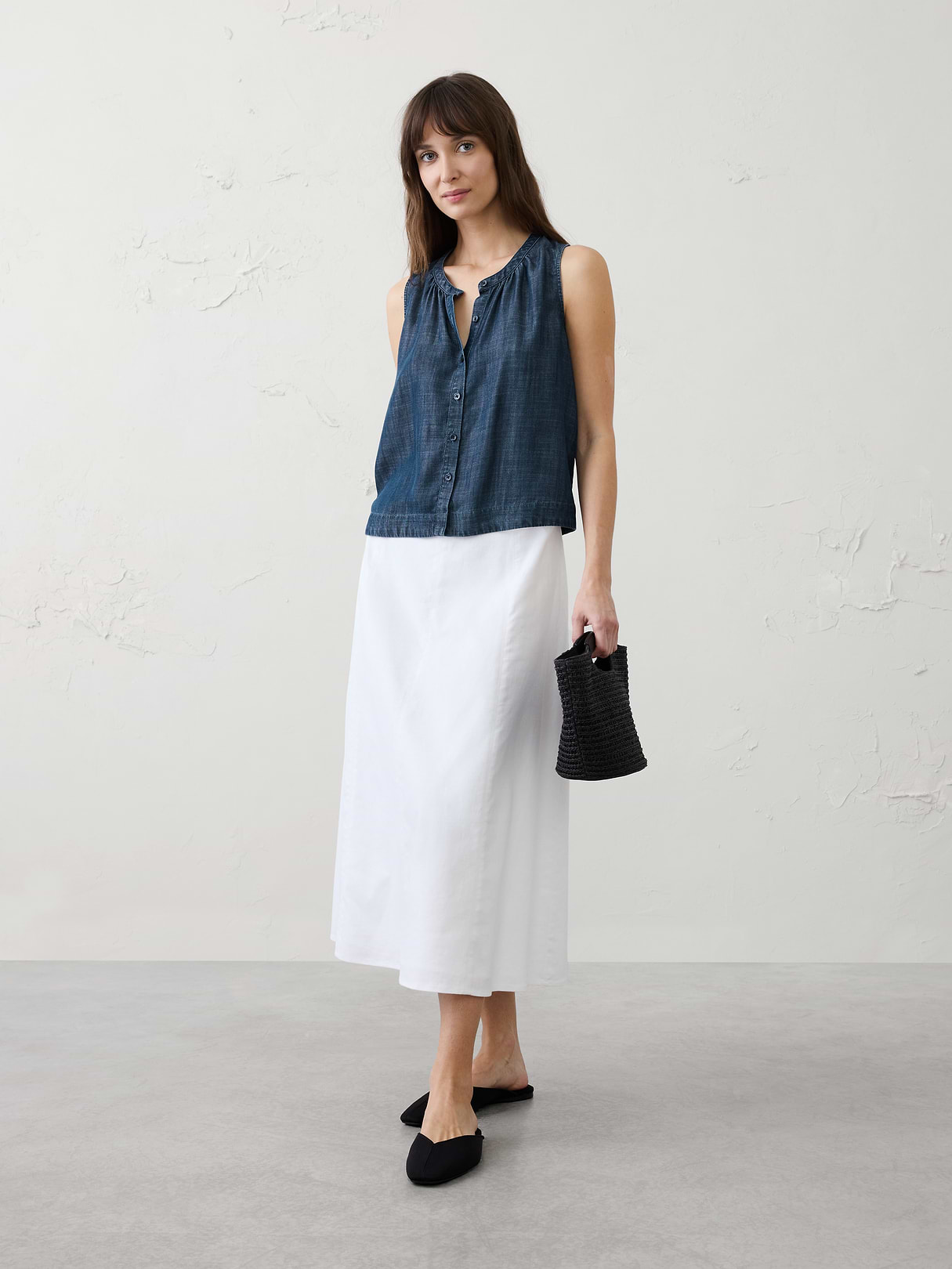 chambray shirred shirt chambray shirred shirt