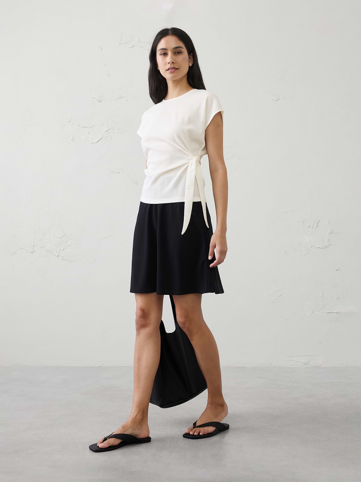 textured smocked side tie top textured smocked side tie top