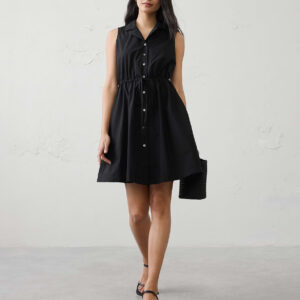 cinched poplin above knee shirtdress