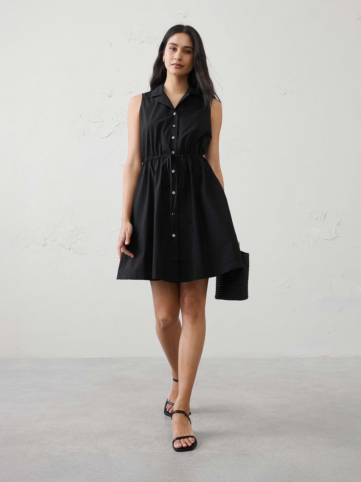 cinched poplin above knee shirtdress cinched poplin above knee shirtdress