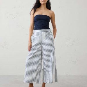 anyday wide leg high rise seersucker cropped pant