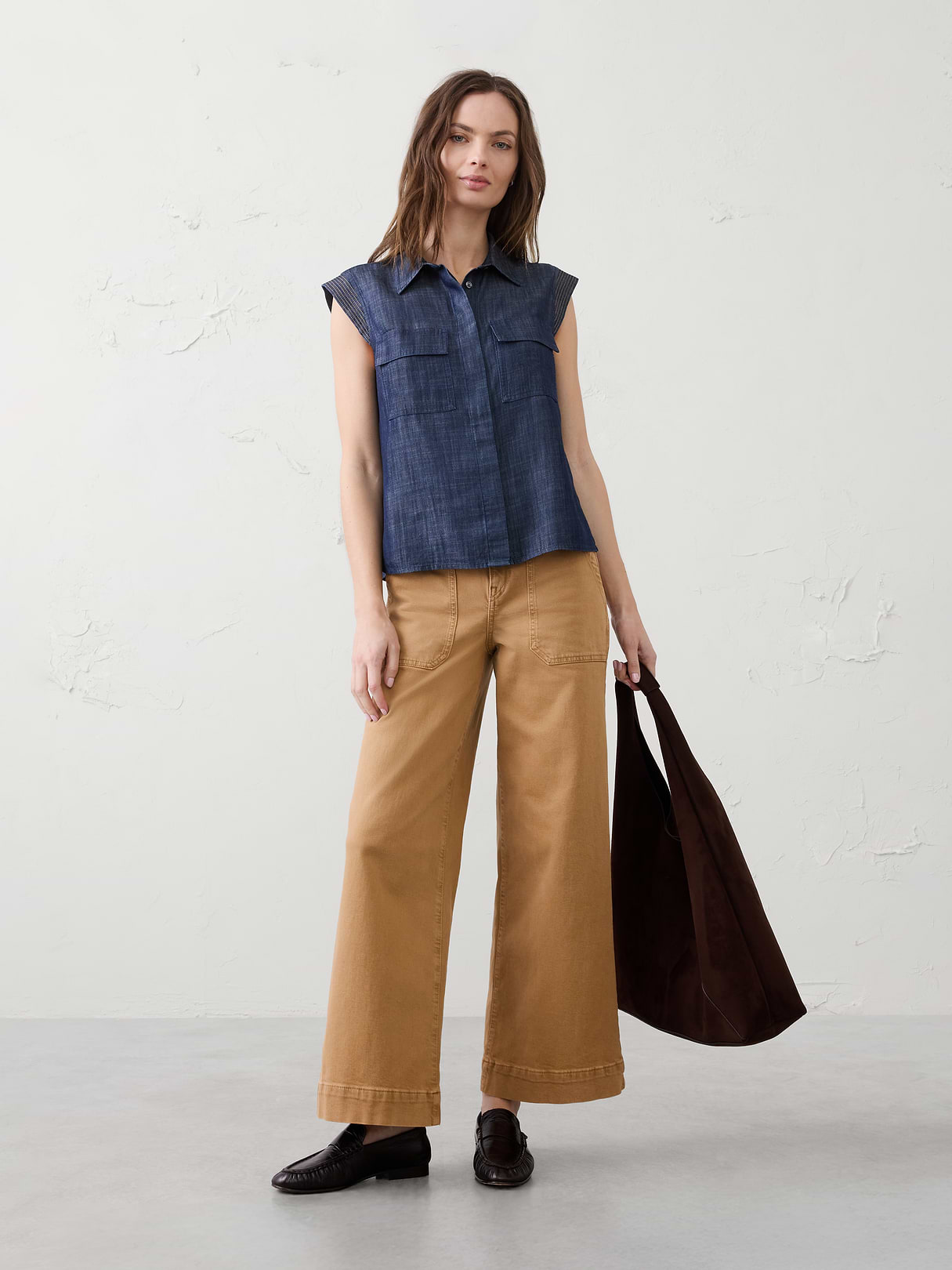 denim trapunto cap sleeve shirt denim trapunto cap sleeve shirt