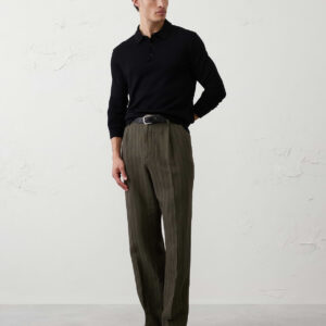 Home relaxed fit wide leg linen blend pant