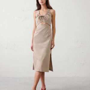 cinched cutout midi dress