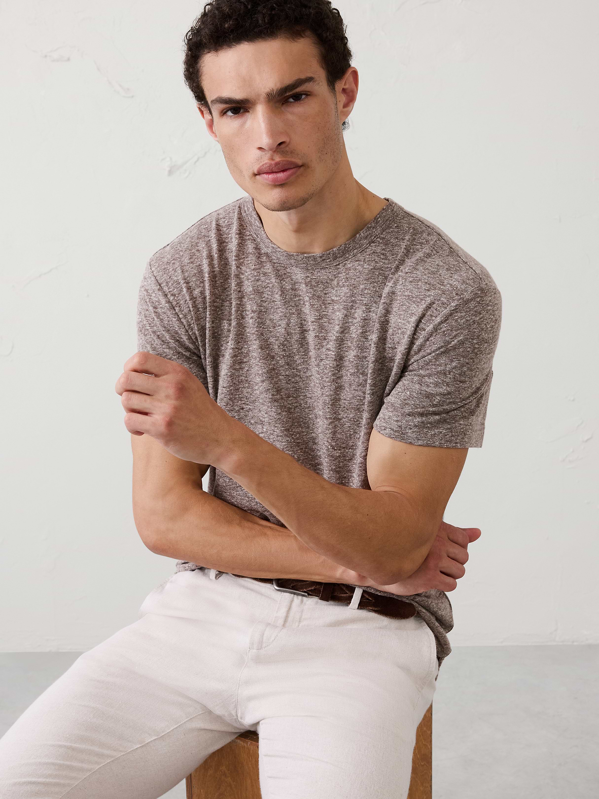 standard fit linen blend t shirt standard fit linen blend t shirt