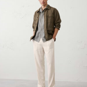 Home straight fit linen blend pull on pant