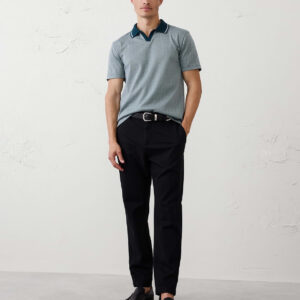 Home standard fit luxe touch johnny collar polo